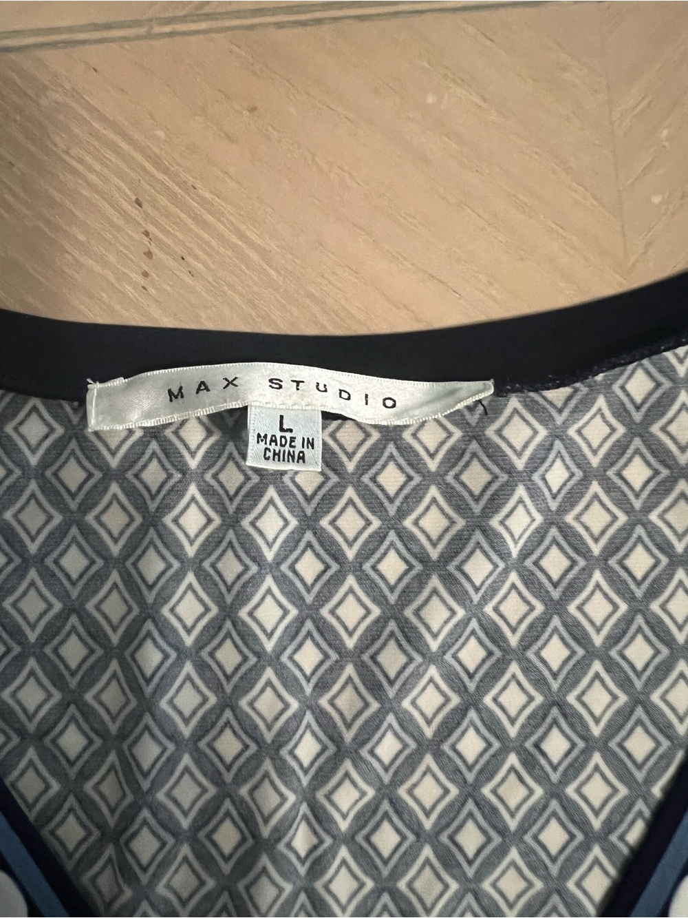 Max Studio Navy and White Geometric Print Dress - Picture 2 of 5